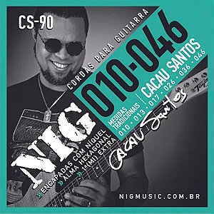 Encordoamento Para Guitarra 010-046 Nig CS90 Cacau Santos