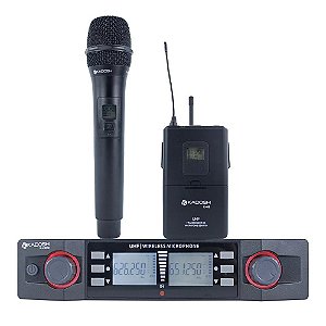 Microfone De Cabeça e Mão Duplo Sem Fio Kadosh K492C
