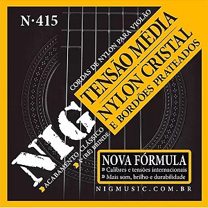 Encordoamento Para Violão Nylon NIG N415 Tensão Media