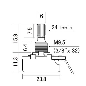 Potenciômetro B250K Instrumentos/Equipamentos CTS-B250-S