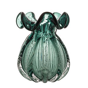 VASO DE VIDRO ITALY VERDE ESMERALDA 13x17cm