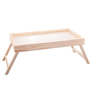BANDEJA DE MADEIRA P/SERVIR CAFE C/SISAL PINUS 62cm x 30cm x 22cm