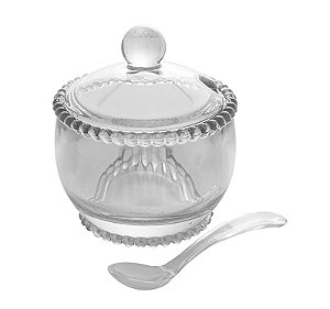 AÇUCAREIRO CRISTAL C/COLHER PEARL 10x8x7cm