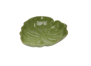 PRATO DECORATIVO DE CERAMICA BANANA LEAF VERDE LISO 28,5x27x7cm