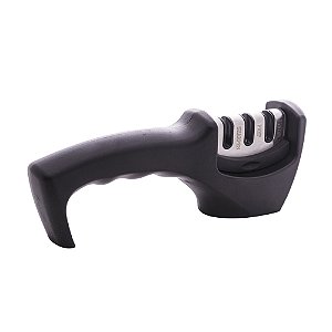 AFIADOR DE FACA PREMIUM EM ACO INOX E ABS BLACK 20cm x 5cm x 7,5cm