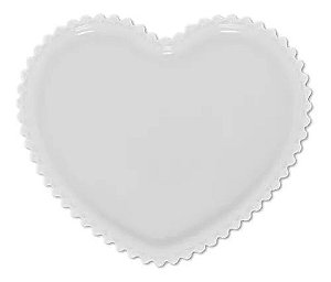 PRATO PORCELANA CORACAO BEADS BRANCO 25x22x2cm