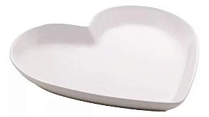 PRATO FORMATO CORAÇÃO DE CERAMICA BRANCO 27,8x26x3,2cm