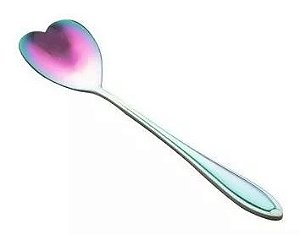 CONJUNTO 4 COLHERES CORAÇÃO AÇO INOX PARA CHA HEART RAINBOW