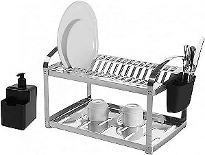 ESCORREDOR DE PRATOS EM INOX COM DISPENSER BRINOX