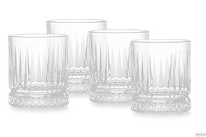 CONJUNTO 4 COPO DE WHISKY BAIXOS ELYSIA EM VIDRO 355ML  A10cm