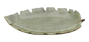 PRATO DECORATIVO DE CERAMICA BANANA LEAF VERDE 29x16x3cm