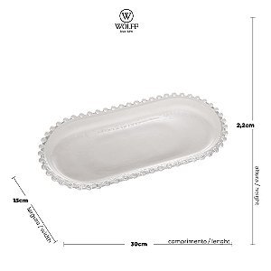 TRAVESSA CRISTAL DE CHUMBO OVAL PEARL 30x15x2cm