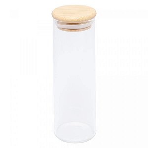 POTE DE VIDRO C/TAMPA DE BAMBU 210ML