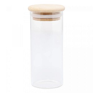 POTE DE VIDRO COM TAMPA DE BAMBU 1L