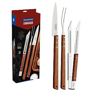 CONJUNTO PARA CHURRASCO INOX 3 PEÇAS TRAMONTINA