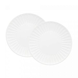CONJUNTO 2 PRATOS PARA SOBREMESA DE CERÂMICA COLIBRI BRANCO 19CM