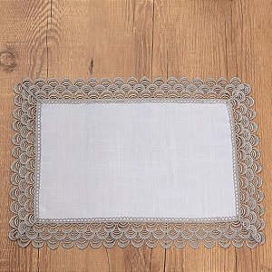 CONJUNTO  LUGAR AMERICANO RENDA INGLESA INDONÉSIA PRATA 35X50CM 2 PEÇAS