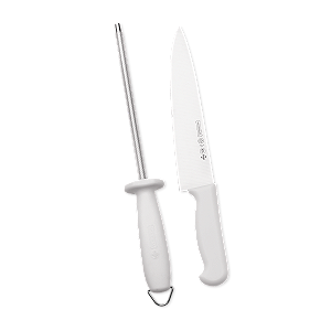 CONJUNTO FACA E CHAIRA BRANCO MASTER LINE MUNDIAL