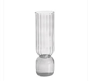 VASO EM VIDRO CANELADO CLEAR CILINDRO EUROPEU 5X17CM - LILIAN GIFT DESIGN