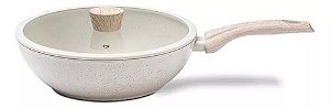 Frigideira Wok C/tampa Sirius 28cm 3,4lts Inducao Brinox Cor Vanilla