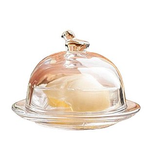 Manteigueira De Cristal Pássaro Lyor 9,5cmx6,5cm
