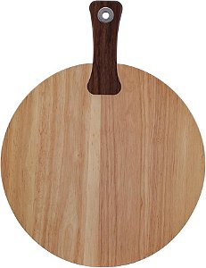TÁBUA DE MADEIRA REDONDA PARA SERVIR 39X30CM COM CABO TUUT-YANGZI