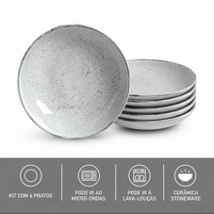 JG 6 Pratos Fundo 22,5cm Stoneware Bio Echo Porto Brasil