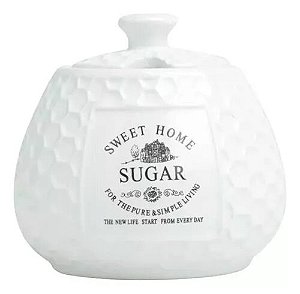 AÇUCAREIRO CERÂMICA C/TAMPA SWEET HOME BRANCO 300ml WOLFF