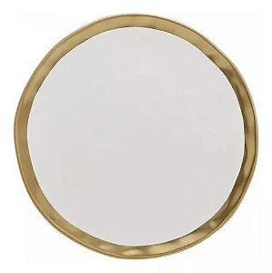 Prato Raso De Porcelana Dubai Branco E Dourado 25x2cm Wolff