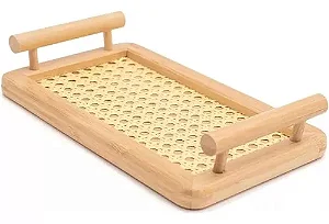 Bandeja De Bambu C/ Alça 25x15x6,5cm Hauskraft