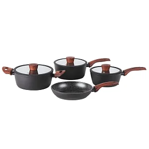 JG 4 Panelas Sirius Indução Rev Cerâmico Preto Brinox