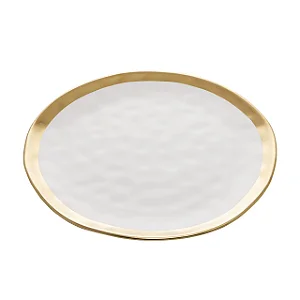 Prato Sobremesa Dubai 21cm Porcelana Branco E Dourado Wolff