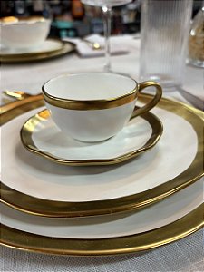 Xicara De Cafe Dubai 90ml Branco E Dourado 90ml Porcelana