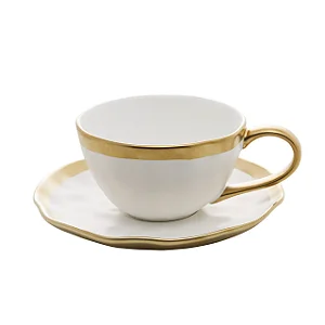 Xicara De Cafe Dubai 90ml Branco E Dourado 90ml Porcelana
