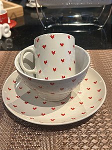 Kit Petit Branco Caneca, Bowl E Prato Sobremesa