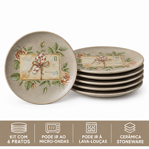 JG 6 Pratos Sobremesa Ø19,4cm Postais de Natal Porto Brasil