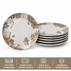 JG 6 Pratos Rasos Ø26cm Postais de Natal Porto Brasil