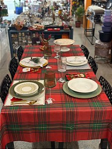 Toalha De Mesa Retangular 150x250cm Vermelho Xadrez Natal