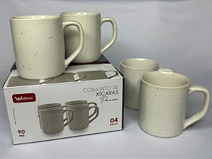 KIT 4 XÍCARAS CANECAS CAFÉ 90ml BRANCA VANILA - PAVIA