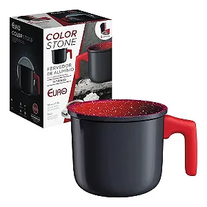 FERVEDOR LEITEIRA CERAMICA COLORSTONE TITANIO COM VERMELHO 14cm EURO 1,9L