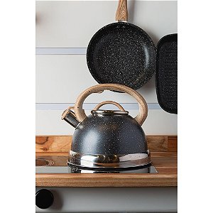 Chaleira de Inox com Apito Wolff 3 L Indução Preta