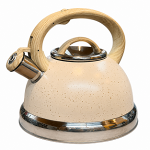 Chaleira de Inox 3L com Apito Lyor Indução Bege Granito Chef