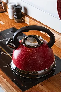 Chaleira de Inox com Apito Lyor 3 L Indução Vermelha