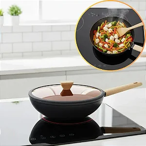 Wok Antiaderente Cerâmico 28cm 3,7 L Norma Fracalanza Preta Indução