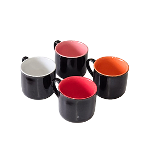 JOGO DE 4 MINI XICARAS DE CAFÉ BICOLOR 90ml