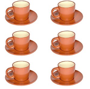 Jogo 6 Xicaras Cafe Pires Ceramica Denny Terracota 130ml Wellmix