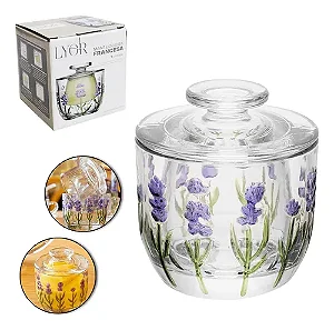 Manteigueira Francesa Lavanda Vidro Hand Painting Lyor