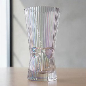 Vaso De Vidro Laço Furta Cor 12x23cm Lilian Gift