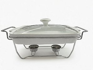 Rechaud De Cerâmica Retangular 31cm Com Tampa Berna Wellmix