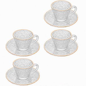 Jogo 4 Xicaras De Café 90ml Com Borda Dourada Abazzia Wellmix